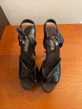Black Patent Leather Junior Women’s  stiletto 6”platform Heels dancer stripper 9
